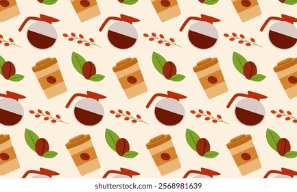 Coffee Time Seamless Pattern Design vector
