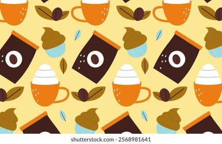 Coffee Time Seamless Pattern Design vector
