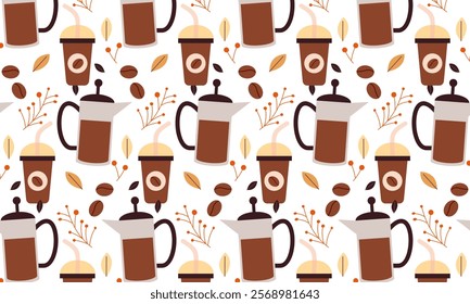 Coffee Time Seamless Pattern Design vector
