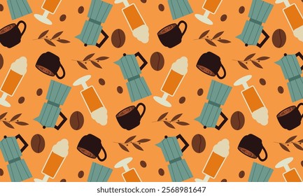 Coffee Time Seamless Pattern Design vector
