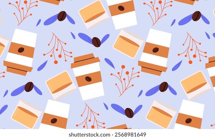 Coffee Time Seamless Pattern Design vector
