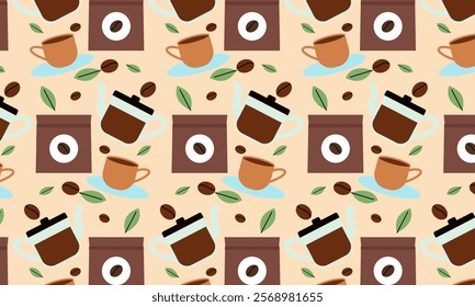 Coffee Time Seamless Pattern Design vector
