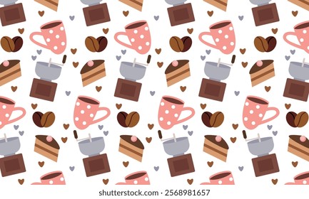 Coffee Time Seamless Pattern Design vector
