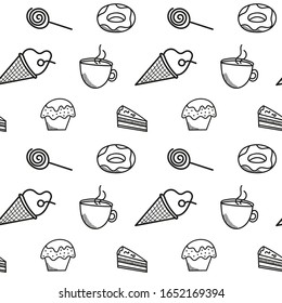 Coffee time, seamless pattern. fabric, wallpaper