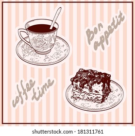 coffee time. set of vector sketches