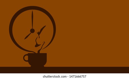 coffee time. silhouette one cup with beautiful smoke. take a break with your favorite drink.  vector illustration eps10