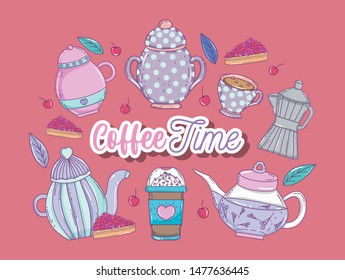 coffee time sketch flat design
