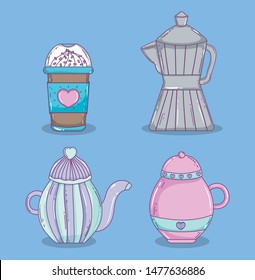 coffee time sketch flat design