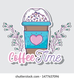 coffee time sketch flat design