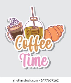 coffee time sketch flat design