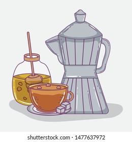 coffee time sketch flat design