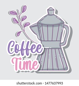 coffee time sketch flat design