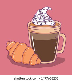 coffee time sketch flat design