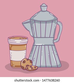 coffee time sketch flat design