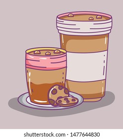coffee time sketch flat design
