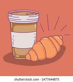coffee time sketch flat design