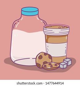 coffee time sketch flat design
