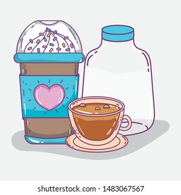 coffee time sketch flat design