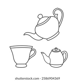 Coffee time solid vector icon set in black and white color