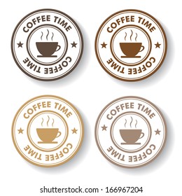 Coffee time stamp paper labels. Eps 10 vector file.