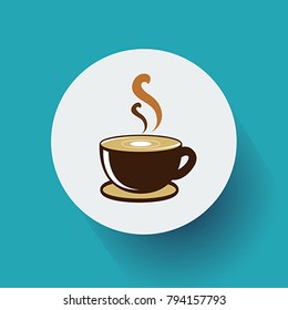 Coffee Time Stamp Set and a Cup of Coffee Icon. Vector, illustration eps10