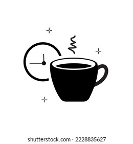 Coffee time or tea time icon - simple flat design, thin linear symbol for web and mobile isolated on white background. Editable stroke vector illustration.