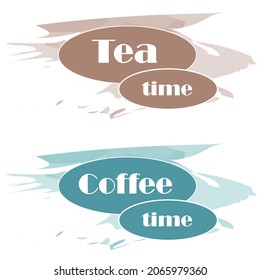 Coffee Time - Tea Time Logo Vector - White Background