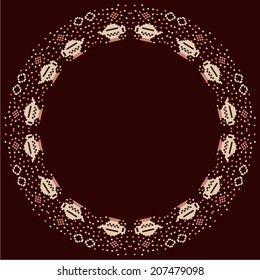 Coffee time. ?up of tea. Pixel art frame, jacquard, stock vector.