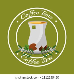 coffee time teabag and grins leaves label