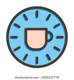 Coffee Time Thick Line Filled Colors For Personal And Commercial Use.
