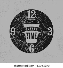 Coffee Time typographical grunge vintage style poster. Retro vector illustration.