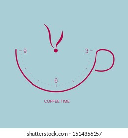 Coffee time is up. Isolated on blue background.