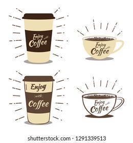 coffee time of various types. The perfect coffee cup for a collection of aromatic drinks, posters, banners, flyers, tags