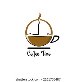 coffee time vctor with a mix of coffee cup and clock