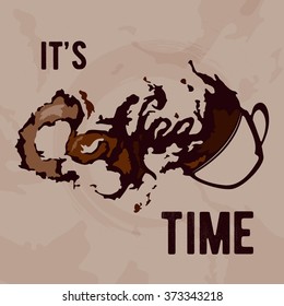 It's coffee time vector abstract background on beige font