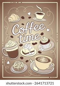 Coffee Time Vector with Desserts and Drinks