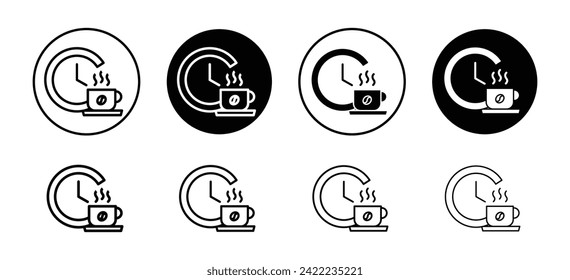 Coffee time vector icon set collection. Coffee time Outline flat Icon.