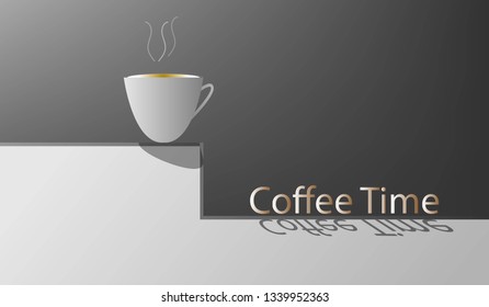 Coffee time vector illustration with gray style colored