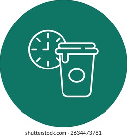 Coffee Time Vector Line Circle Icon Design