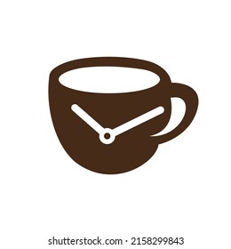 Coffee time vector logo design. Coffee cup time clock concept design.	