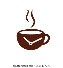 Coffee time vector logo design. Coffee cup time clock concept design.	
