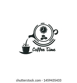 Coffee time vector poster concept. Typography card. Design for prints. Cup icon, symbol, logo. For the menu, bar, restaurant, shop.