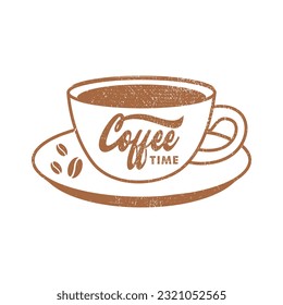 tiempo de café, afiche vectorial con elementos de frase. Tarjeta de tipografía, imagen con letras. Diseño para camisetas e impresiones.