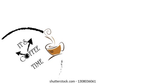 Coffee time for vector poster.Typography card, image with lettering. Design for t-shirt and prints. Coffee time screen background for laptop,notebook and phone
