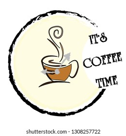 Coffee time for vector poster.Typography card, image with lettering. Design for t-shirt and prints. Coffee time screen background for laptop,notebook and phone and advertisement in cafe or restaurant 