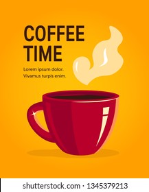 Coffee time vertical design template. Vector illustration in flat style