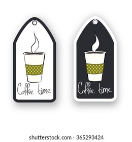 Coffee time white and black tags