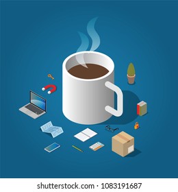 Coffee time at work isometric vector