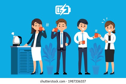 Tiempo de café con compañero de trabajo. Oportunidad para reunirse con amigos que trabajan durante una hora de relax.
