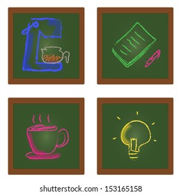 coffee time,chalkboard vector icon set